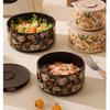 French Fresh-keeping Bowl with Lid Sealed Ceramic Bowl Microwave Oven Heating Bento Box Exquisite Home Noodle Bowl Friend Gift