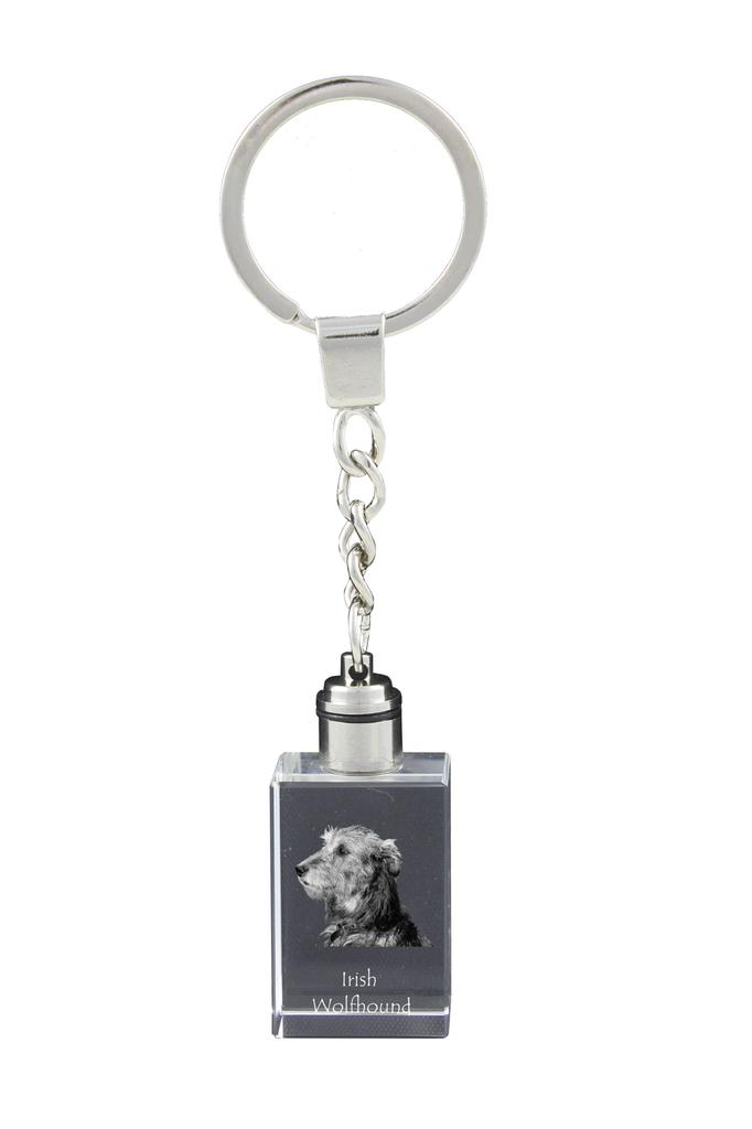 Irish Wolfhound - Crystal Key Ring with Dog Photo, Illuminated Key Ring, Unique Gift by Art-Dog Brand