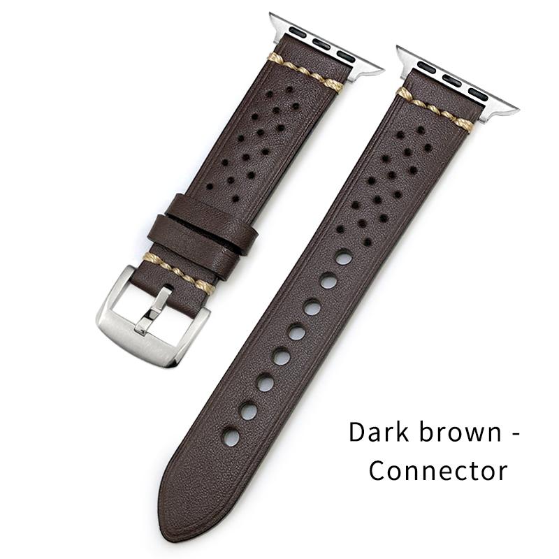 

Leather Strap For Apple Watch Rolex Band Ultra 49mm 44mm 45mm 41mm 40mm 42mm 38mm Bracelet iWatch Series 3 4 5 6 SE 8 Watchband 42mm 44mm 45mm 49mm темно-коричневого кольору