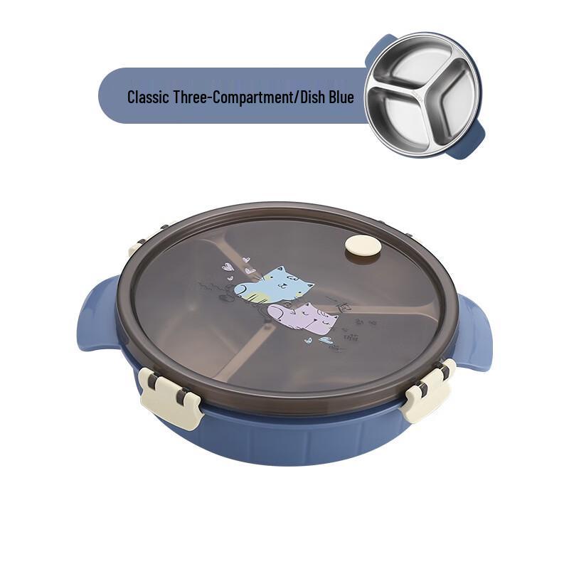 ZISIZ Cartoon 3-Compartment 316L Stainless Steel Lunch Box