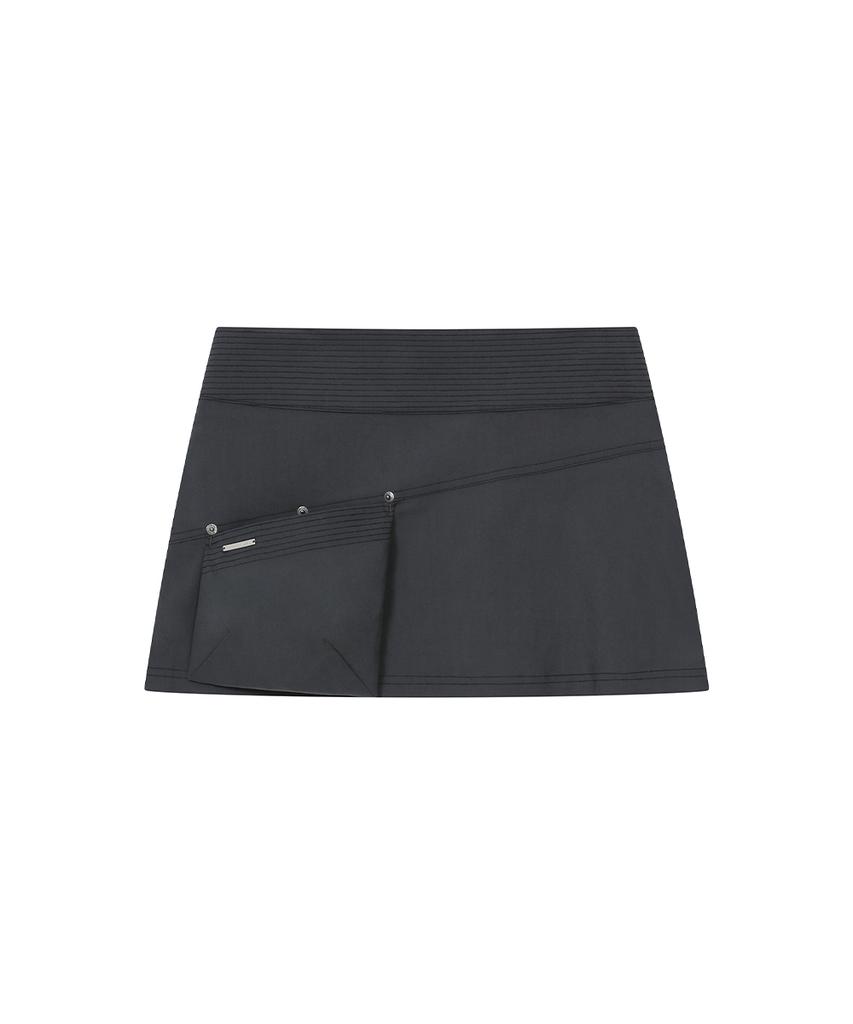Miseki Seoul Stitch Pocket Mini Skirt Charcoal