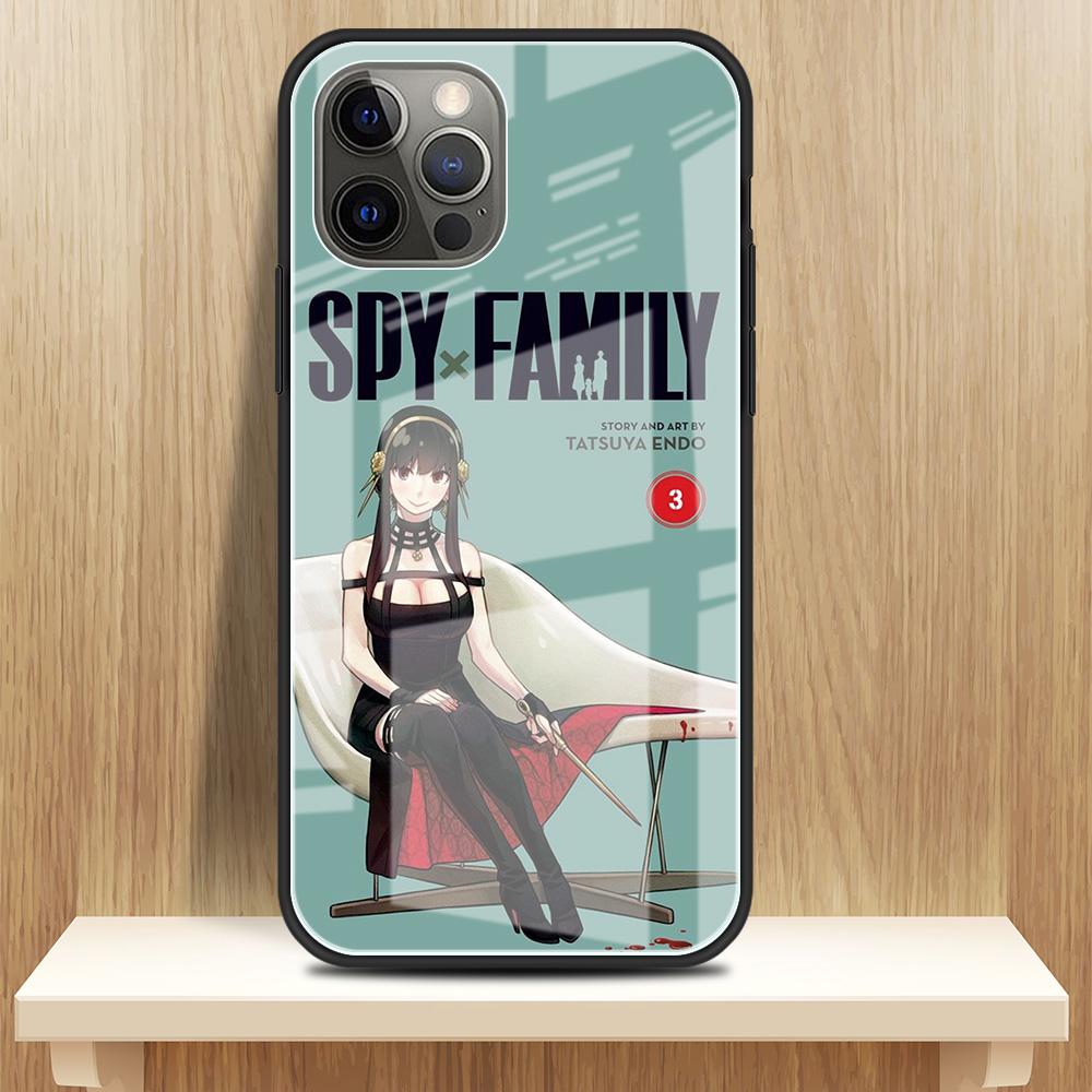 Tempered Glass Case For Apple iPhone 13 12 Mini 11 Pro XS Max SE 2020 XR 7 8 Plus X 6 6S Back Phone Cover SPY FAMILY Anime Funda
