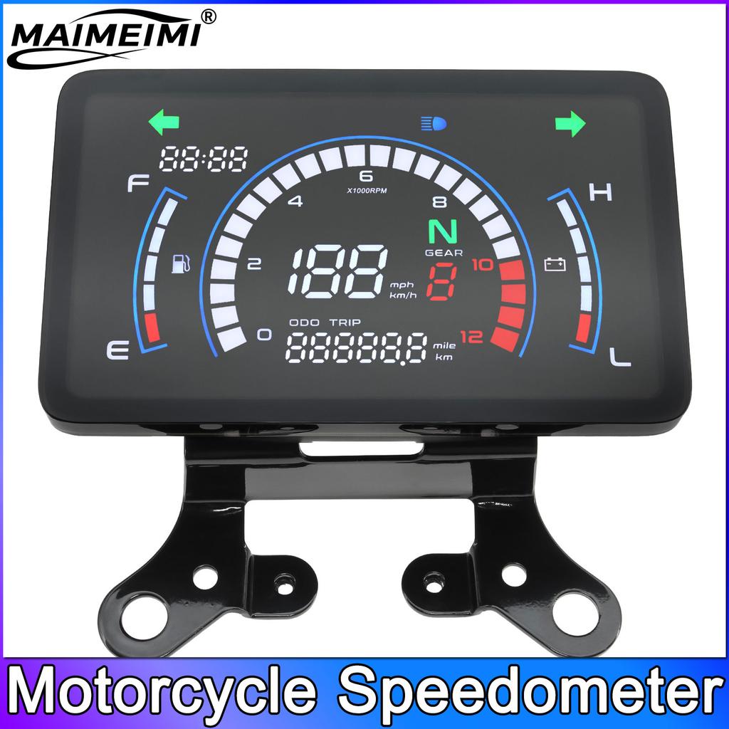 Motorcycle Speedometer + Bracket 12000 RPM Meter Dashboard Trument Turn Signals Fuel Level Voltage for Honda EX5 Ized