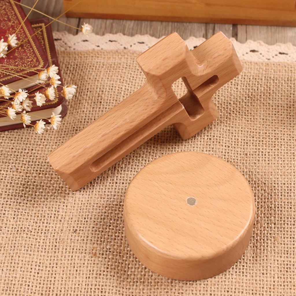 Wood Cross Ornament with Bottom Holder Decorative Figurine Decoration for School Office Bedroom Tabletop Decoration