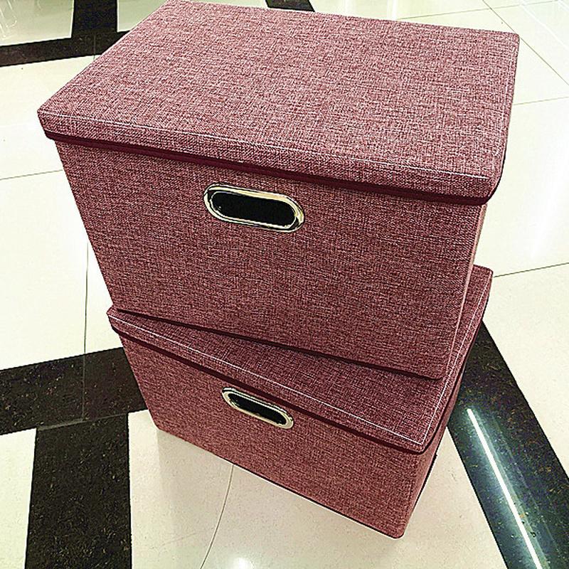 Square Cotton Linen Folding Storage Box Home Bedroom Clothes Quilt Storage Organizer Fabric Underwear Storage Box with Cover