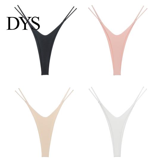 Thong Low Rise Elastic Waistband Solid Color Lady Panties Sexy Double Straps Bikini Style Briefs