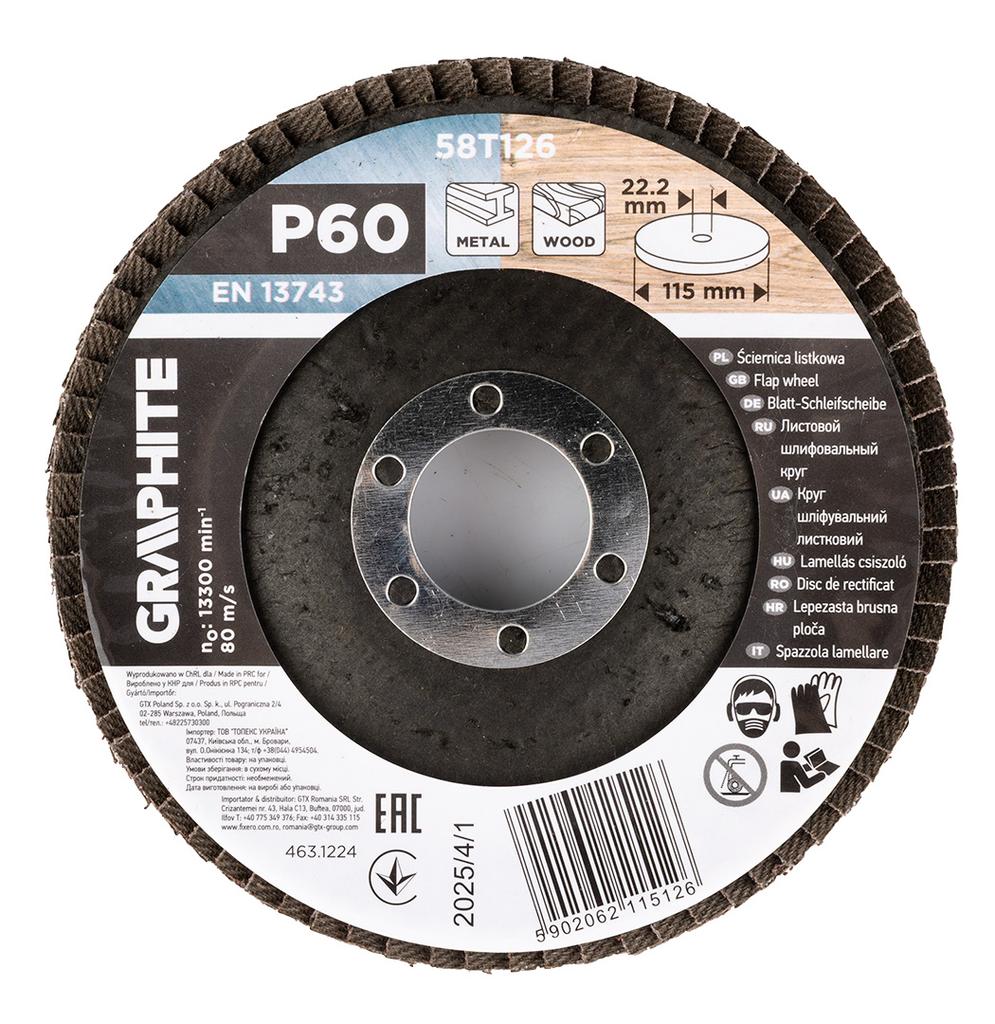 Ściernica listkowa 115 x 22.2 mm, P60