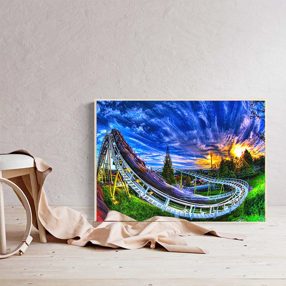 

HUACAN 5D DIY полная дрель алмазная живопись пейзаж череп вышивка крестиком 20*30 cm