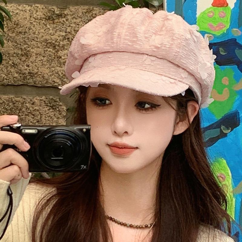 

Женские шляпы Модные и высококлассные Берет в стиле маленького аромата Большой обхват головы Маленькое лицо Восьмиугольная шляпа One Size