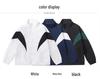 2025 Men's Plus Size Hong Kong Style Color Block Stand Collar Jacket - Spring/Autumn Casual Sport Outerwear