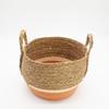 Straw & Seagrass Large Baskets – Natural & Orange- Set of 3