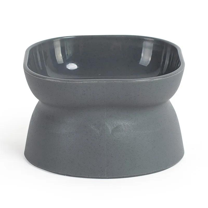 

Elevated Cat Dog Food Bowl Dual Purpose Anti Vomit Anti Choke Feeder With Whisker Stress Free Design Plastic Pet Feeding Dishes сірий