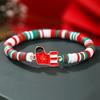 European and American Christmas soft pottery bracelet, new Christmas alloy accessories red, green and white soft pottery elastic rope bracelet