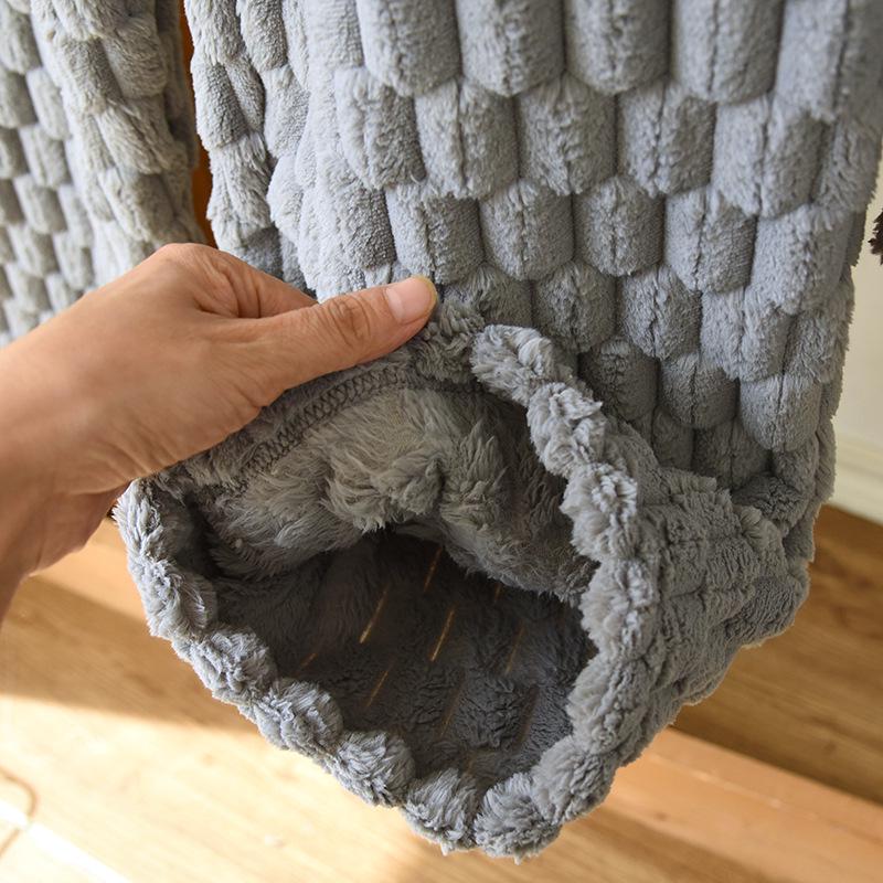 Men's Flannel Pajamas Set: Autumn-Winter, Thick Velvet, Warm & Loose Fit, Plus Size, Wearable Outdoors in Spring