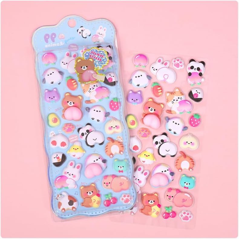 Cute 3D Set of 3D Decorative Stickers for Girls and DIY Cell Phone Diary Craft Gift Stickers, 2, Kids, Handmade, Decompression, Decoration, Reward,