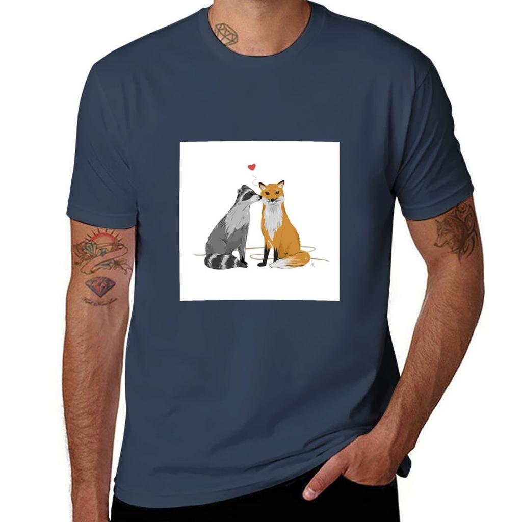 Raccoon And Fox Tshirt Urban Style Print Tshirt