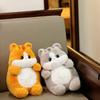 Large Gold Cat Plush Doll With Rabbit Fur And Knit Sweater For Kids