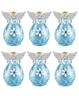 Fourcart Söt Handgjord Glas Champagne Ängel Set med 6 Klockor, Blå,