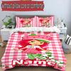 3pcs Duvet Cover Set (1*Duvet Cover + 2*Pillowcase, Without Core), Custom Name Strawberry Shortcake Pattern Bedding Set, Home Bedroom Decor Gift
