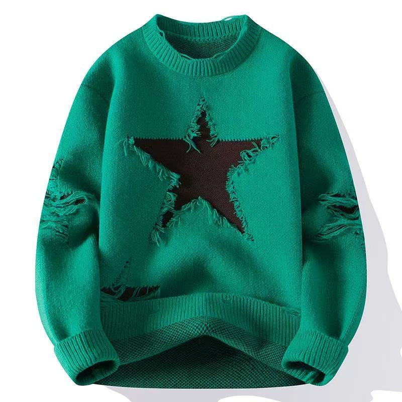 Vintage Men's Winter Loose and Thick Round Neck Knitted Casual Men's Sweater