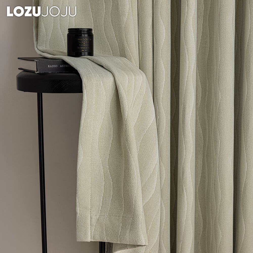 1PC LOZUJOJU Elegant Solid Color Blackout Curtain Double-sided Chenille Jacquard Thick Curtains for Bedroom Living Room Balcony Window for Home Decor