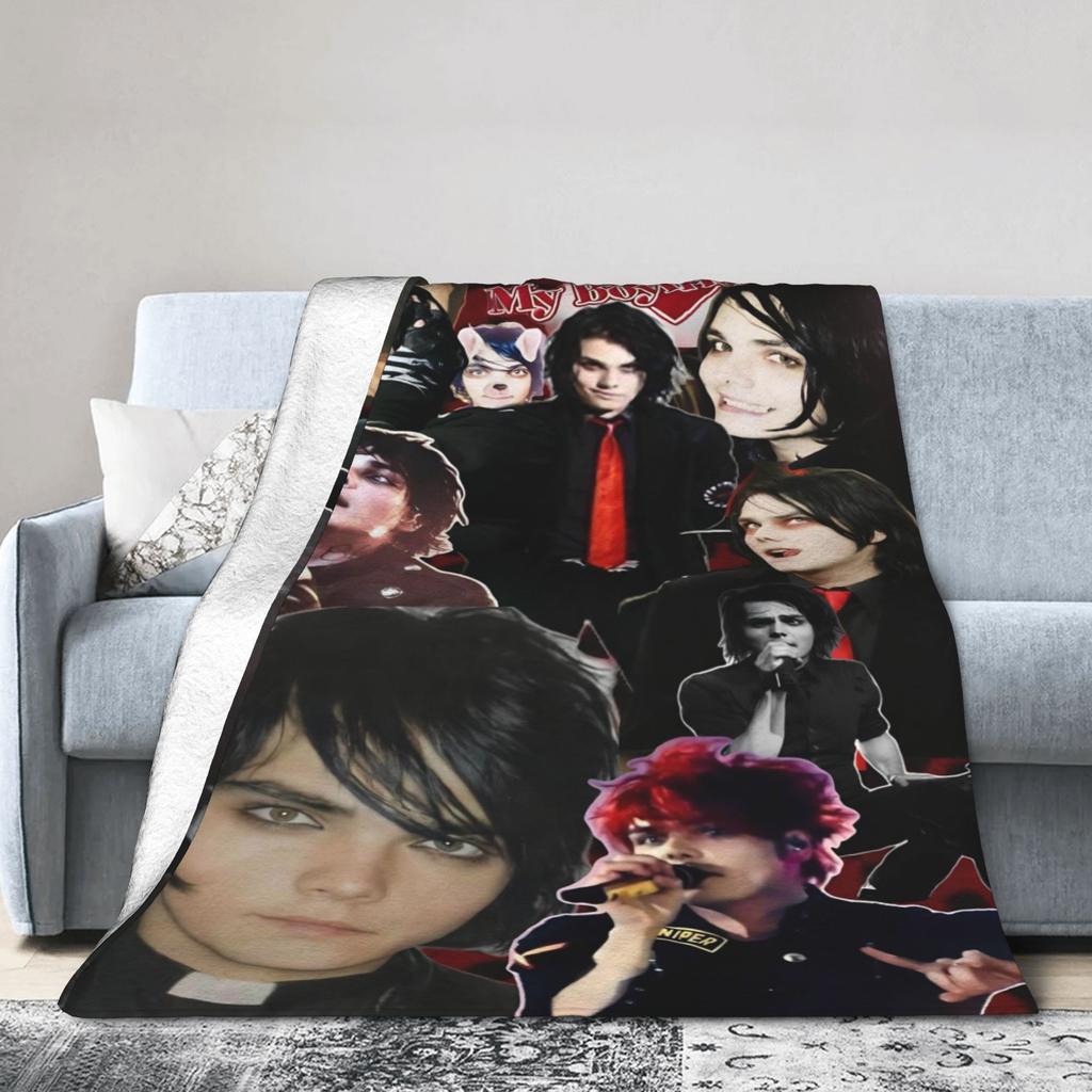 G-Gerard Way MCR Soft Blanket Novelty Travel Office Throw Blanket Couch Chair Flannel Bedspread Sofa Bed Cover