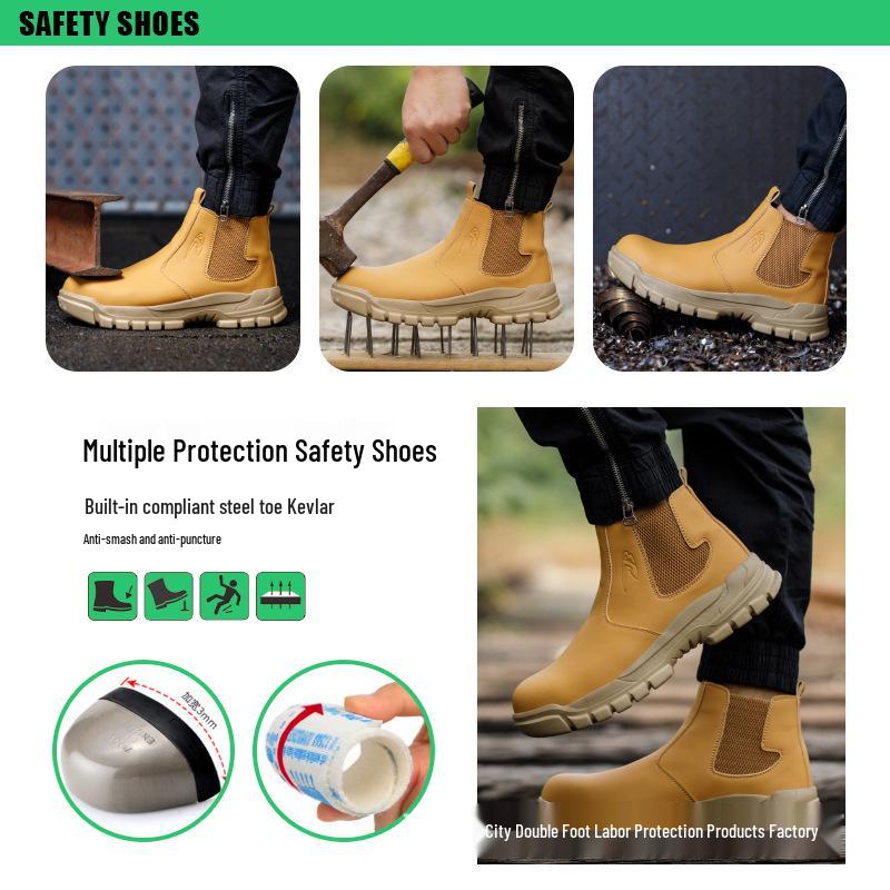 Men's Steel Toe Waterproof Work Shoes - Anti-smash, Anti-puncture, Anti-slip, Four Seasons