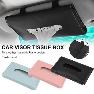 Soporte Creativo para Caja de Pañuelos para Coche Almacenamiento Cuero PU Visera para Sol Soporte para Servilletas Dispensador de Mascarillas Interior de Coche