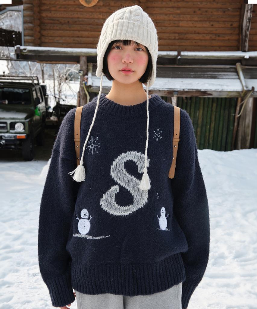 Sseomweeobeoteo Snowball Symbol Logo Sweater - Navy