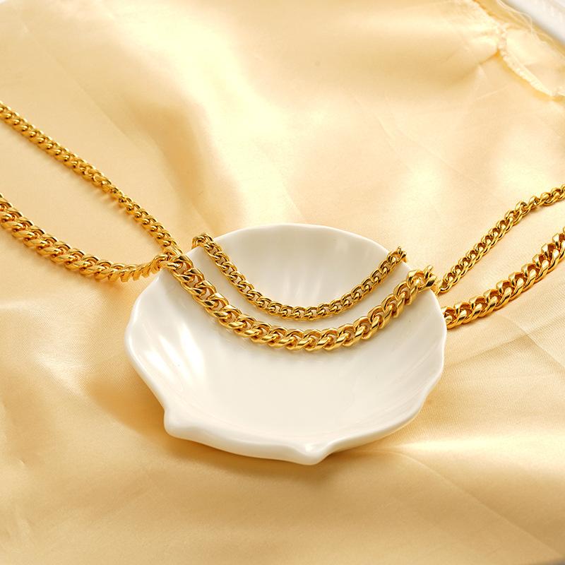 Men'S And Women'S Necklaces Hip-Hop Round Grinding Chains Vacuum Electroplated Gold Titanium Steel Jewelry Stainless Steel Necklaces
