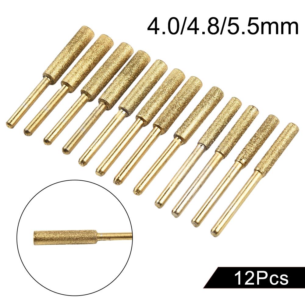 

Brand New High Quality Chainsaw Sharpener Diamond Yard 12pcs 3 Size/4pc 4/4.8/5.5mm Accessories Burr Spare Parts