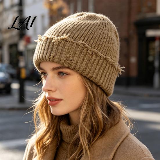 Soft Polyester Skull Cap Winter Knit Hat for Men Women Chunky Snow Cap Lightweight Warm Thermal Knitted Hats Unisex Slouchy Caps Outdoor Commuting