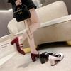Heel Ladies Single Shoes Red Patent Leather Shoes 2026 Women's Pumps Comfortable Chunky Summer New Fashion Square Toe Zapatos