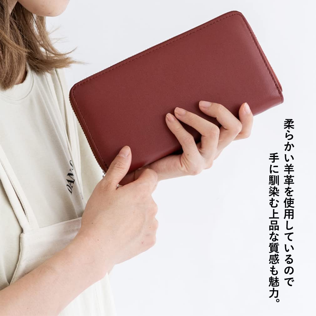 VITAFELICE Sheepskin Long Wallet Women's Zip-Around (Black, vmew-e-031)