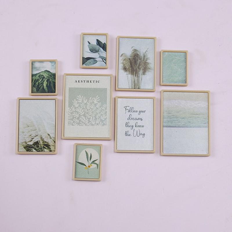 1:12 Dollhouse Miniature Vintage Mural Photos Wall Picture Scene Decoration 1 Set Doll House DIY Accessories