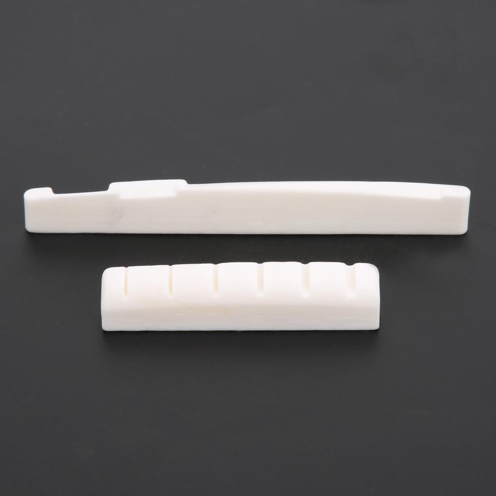 Guitar Nut Saddle Set White Pure Cow Bone Cutting for Folk Acoustic Guitar Accessories