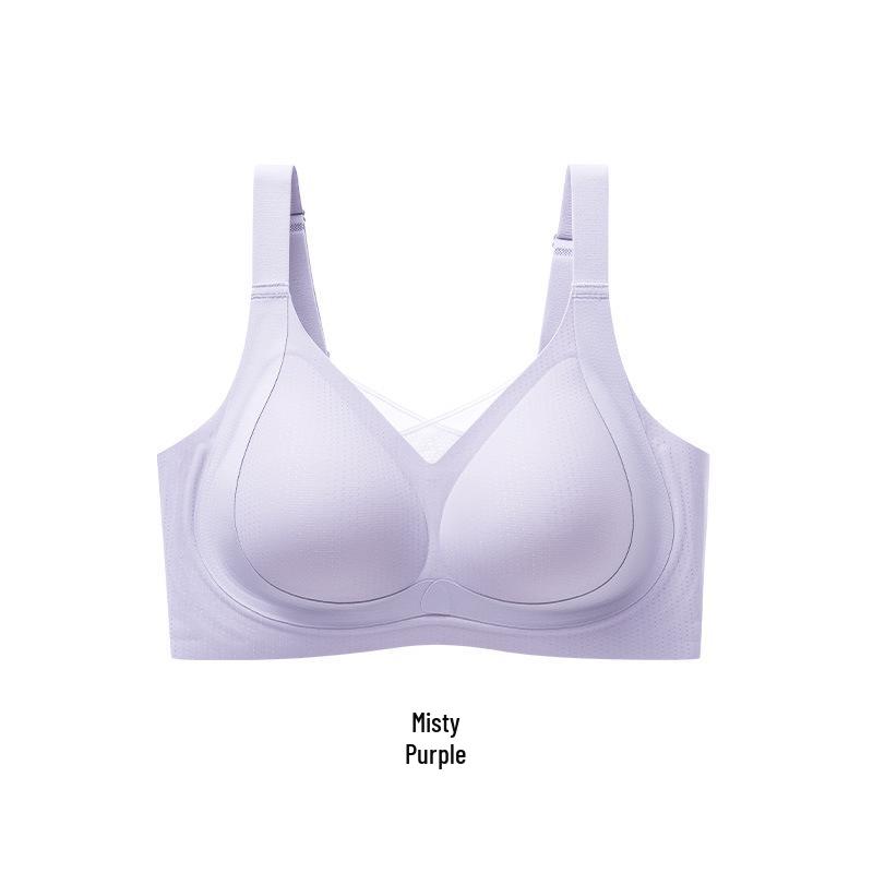 Plus Size Seamless Soft Support Jelly Strip Bra with Fixed Cup and Adjustable Anti-Sagging Feature