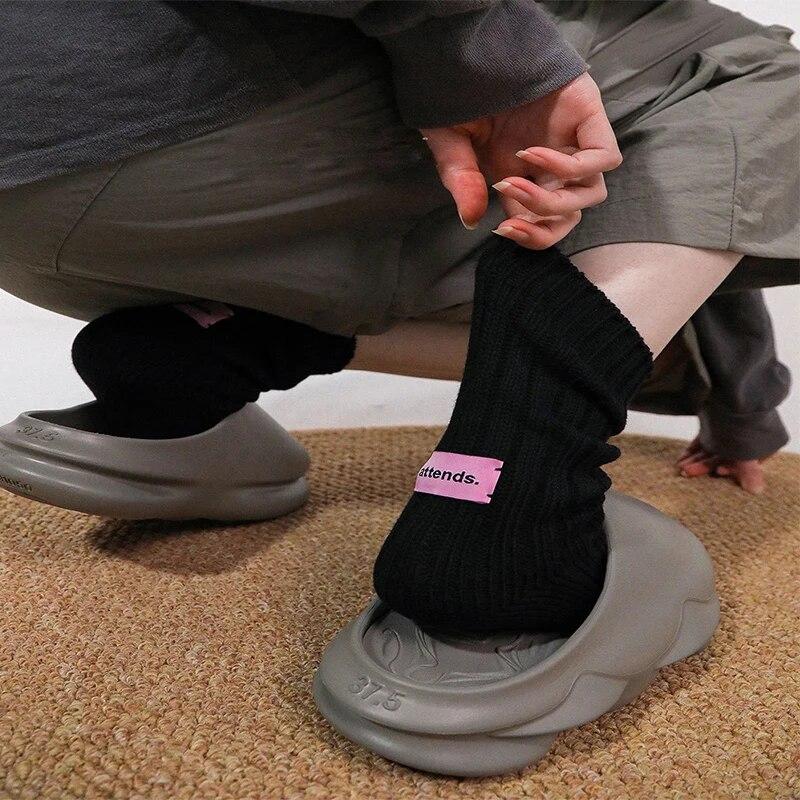 Koreanische Nadel Dicken Faden Gestrickt Mittelrohr Socken Baumwolle Japanische Einfache Rosa Label Männer Frauen Paare Sport Gestapelt Socken
