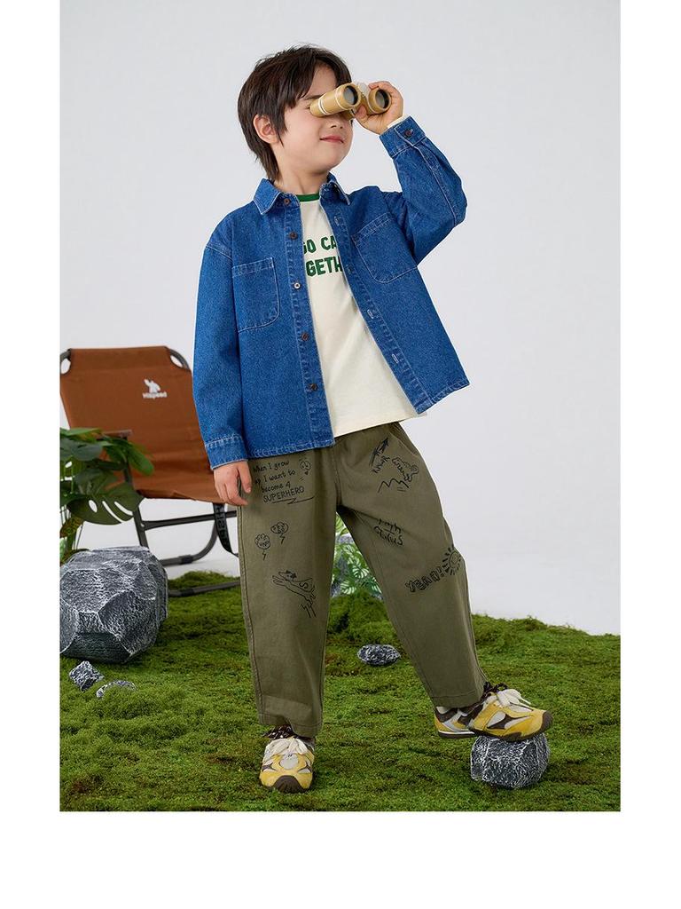 Soft Denim Cotton Boys' Shirt Jacket, Autumn/Spring 2026 Style, Children's Long-Sleeved Top