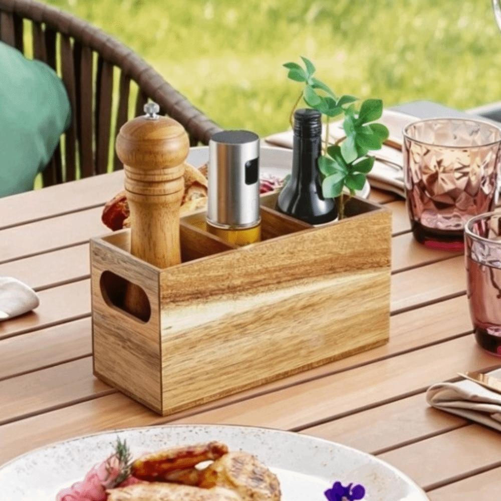 Wooden Cutlery Holder 3 Compartment Storage Rack Kitchen Tools Utensil Organizer Home
