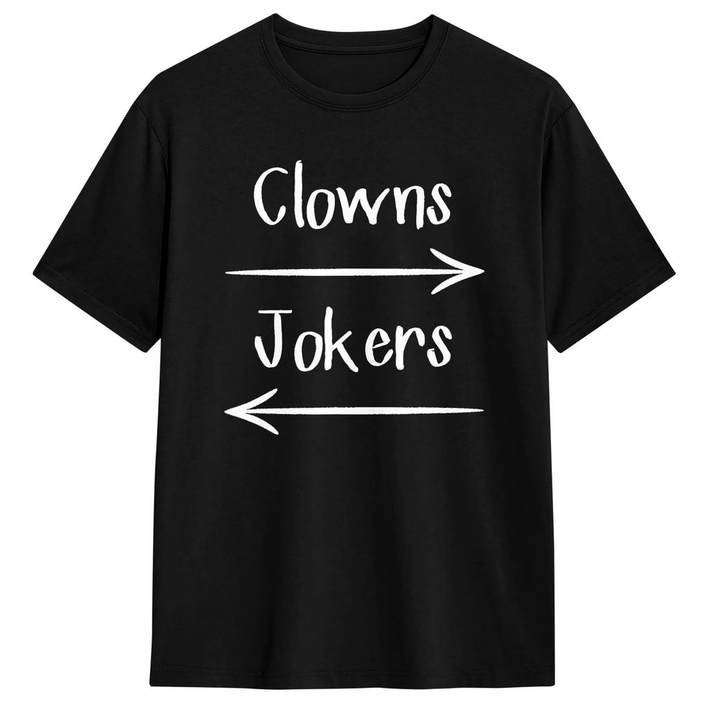 Maglietta in Cotone Vintage Direzione Clown a Sinistra Buffoni a Destra per Abbigliamento Unisex Estate 2026 Maglietta Magliette Novità