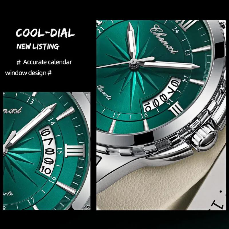 Montre-bracelet étanche lumineuse en acier inoxydable pour homme, montre à quartz simple avec calendrier, montre d'affaires tendance pour homme