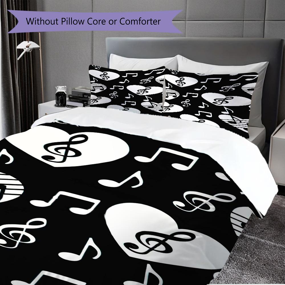 1PC Music, Guitar Theme Bedding Quilt Set Quilt Cover Pillowcase Home Decoration Birthday Gift (1 * Duvet Cover + 2 * Pillowcase, Without Core)