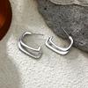 Minimalist Double Layer Square Shape Hoop Earrings for Women Stainless Steel Statement Geometric Ear Studs Trendy Jewelry Gifts