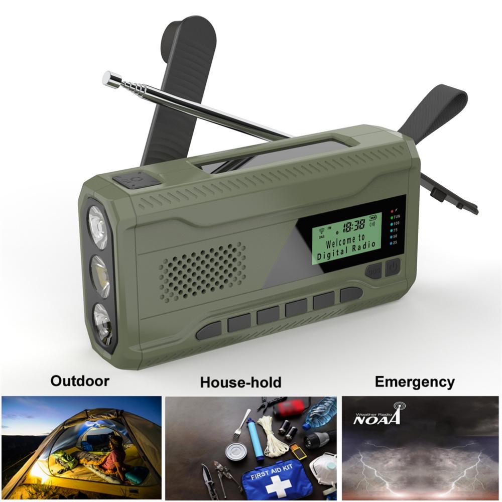 Hand Crank Charged DAB/FM Radio with LED USB Charged & Solar Power for Camping
