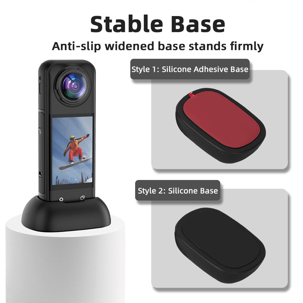 FLYMILE For Insta360 X5/X4 Car Mount Silicone Anti-Slip Mounting Base Upright Charging Design