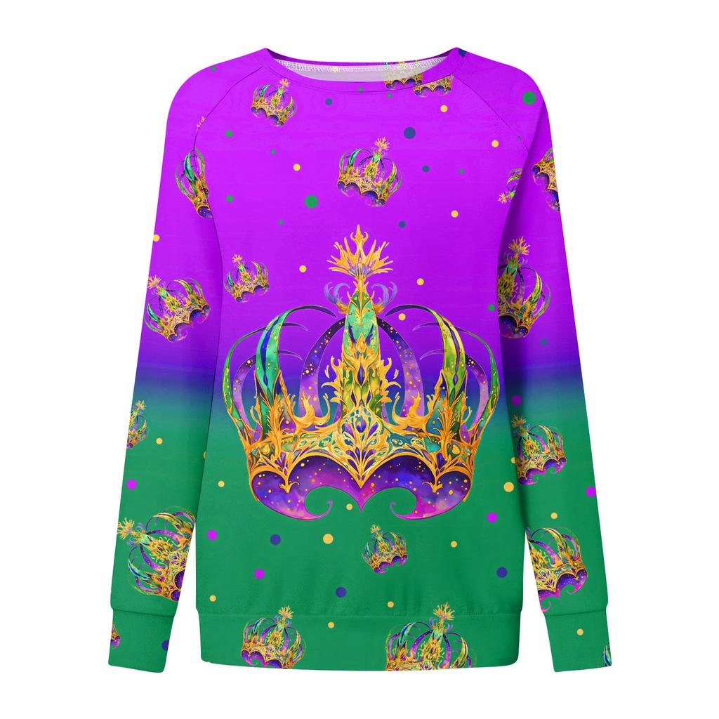 Round Neck Long Sleeve Sweatshirts For Women Print Graphic Top Casual Basic Tops Pullover