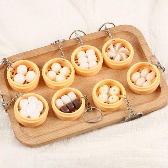 Keychain Pendant Food Steamer Design Lifelike Hanging Ornament Keys Backpack Car Decoration Daily Use Accessory