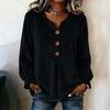 Spring Autumn Velvet Long Sleeved Shirt Fashion V-neck Button Comfortable Soft Casual Lose Large Size Versatile Women's Shirt