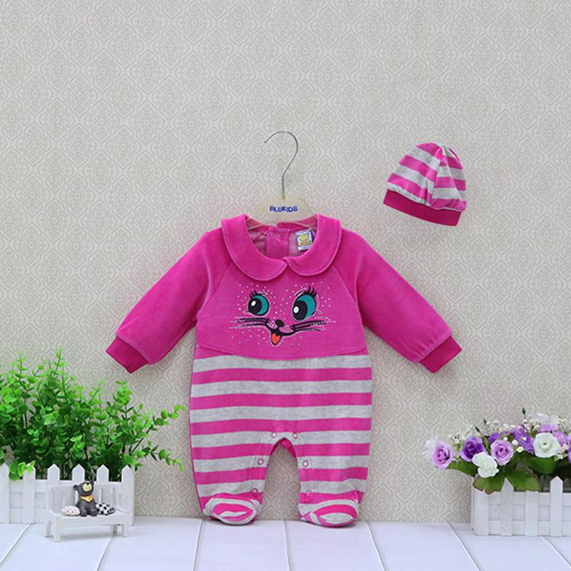 Velour Fleece Warm Soft Baby One Piece Zipper Bodysuit Winter Boy Girl Footies Infant Newborn Sleep Clothes for Dolls